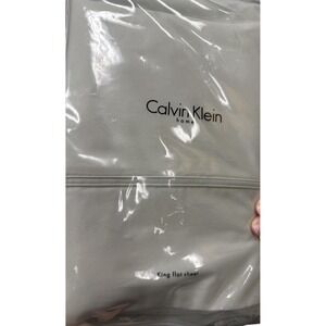 Calvin Klein King Flat Sheet 100% Italian Combed Cotton Double Row Cord NEW